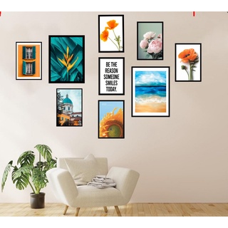 Sét 9 Tranh treo tường Tranh decor dán tường đẹp gồm 2 tranh to 7 tranh nhỏ