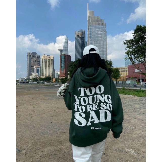 Áo hoodie nỉ bông in chữ nổi TOO YOUNG nam nữ unisex (Ảnh thật/có sẵn)