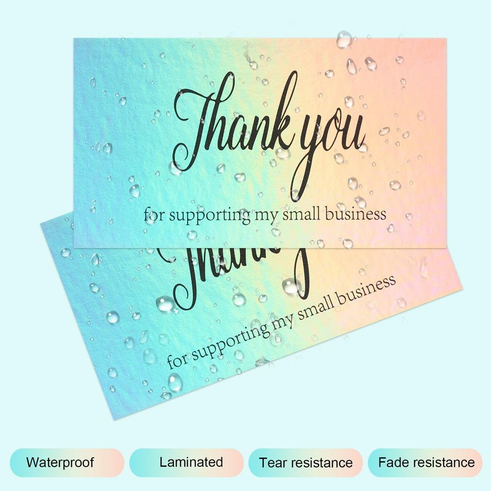 LONTIME Set 50 Tấm Bưu Thiếp Chữ Thank You For Supporting My Small Business Phản Quang
