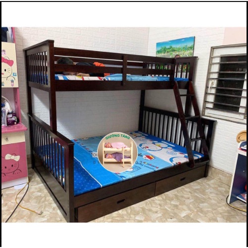 Giường Tầng 1m6 Gỗ Tự Nhiên - Có Thể Tách Thành 2 Giường - Nhiều màu