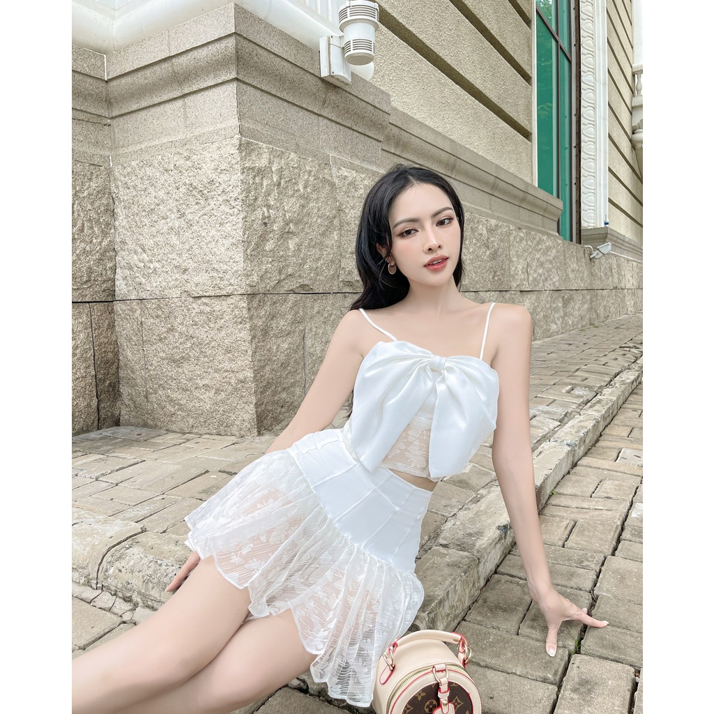 Anis_ Chân váy xòe dập li, có quần trong Cami Skirt