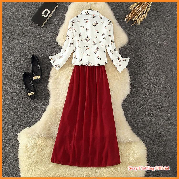 Set đầm chiffon in hoa thời trang | BigBuy360 - bigbuy360.vn