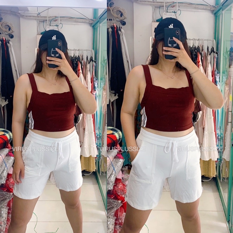 CROP BDG sọc hông bigsize [virusplussize] ảnh chụp tại shop