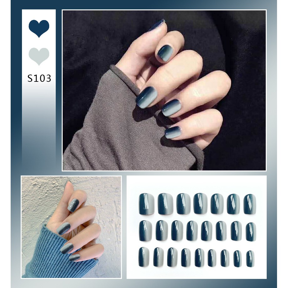 (TẶNG KEO D&Aacute;N) Bộ 24 M&oacute;ng Giả Nail Giả Nail Box K&egrave;m Keo Họa Tiết Dễ Thương