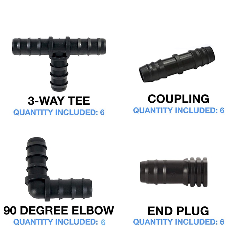 Bộ Dụng Cụ Tưới Nước Nhỏ Giọt - 6 Tees 6 Đầu 6 Đầu 6 Khuỷu Tay - 16mm