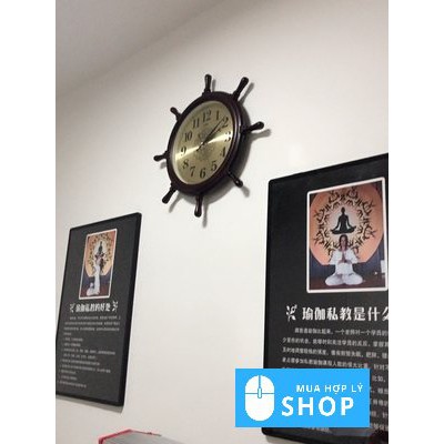 Đồng Hồ Treo Tường Compas Hình Bánh Lái Tàu Phong Cách Sang Trọng Sáng Tạo - Hàng Nhập Khẩu