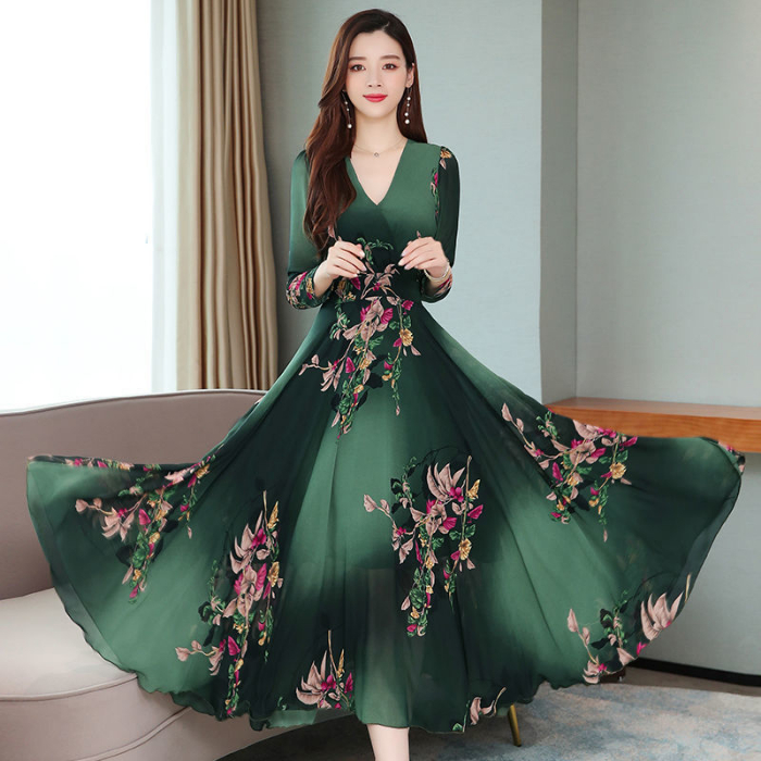 Đầm Lụa Dáng Xòe In Họa Tiết Thời Trang Xuân Hè 2021 Cho Nữ | BigBuy360 - bigbuy360.vn