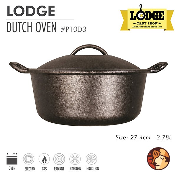 Nồi gang Lodge đường kính 27.5 cm - dung tích 3.8 lít