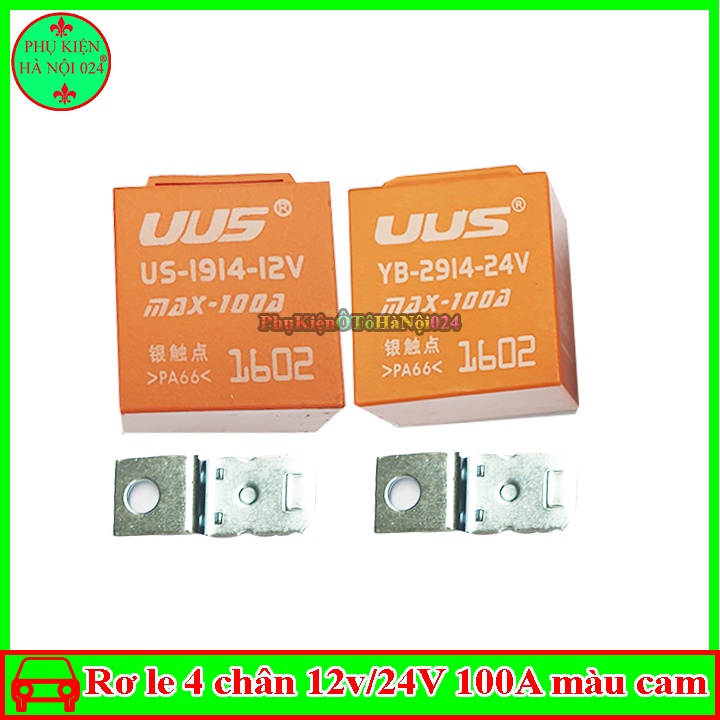 Rơ le cho ô tô 4 chân 12v/24v 100a màu cam hàng tốt