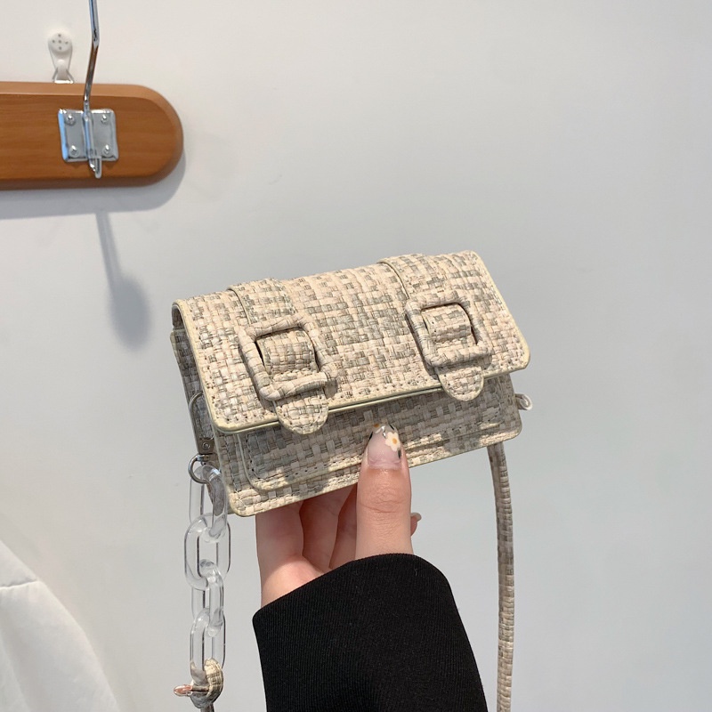 Túi Xách Mini Dáng Vuông Phối Dây Xích Thời Trang Mùa Xuân Trẻ Trung