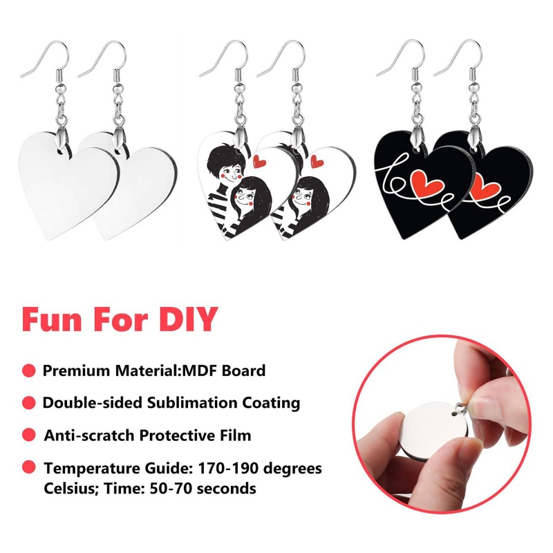 Arin Set 12 Bông Tai MDF Không Xỏ Lỗ Làm Bông Tai DIY Thủ Công