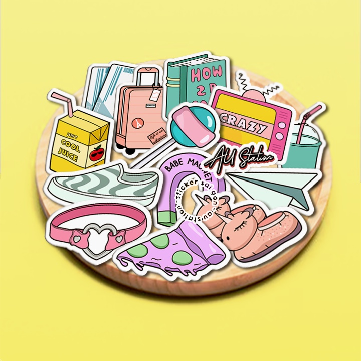 Sticker nhựa hình dán VSCO STYLE siêu dễ thương  - sticker nhựa PVC không thấm nước