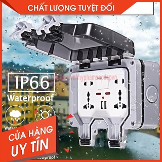 Ổ cắm điện đôi ngoài trời chống thấm nước chuẩn IP66 kèm công tắc và sạc USB bao gồm cả hộp và mặt ổ cắm