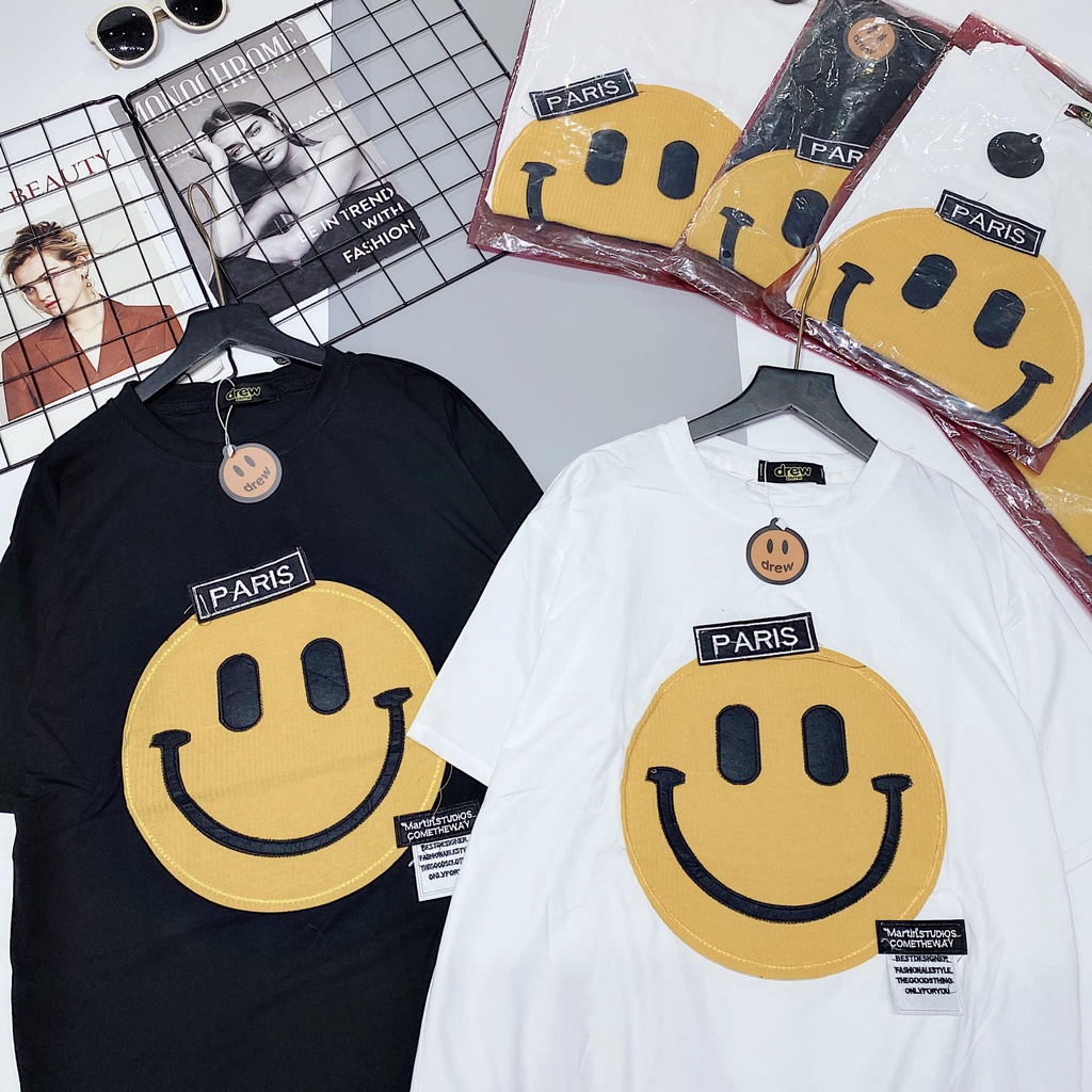 ÁO phông cotton mặt cười PARISS(kèm ảnh thật và video)
