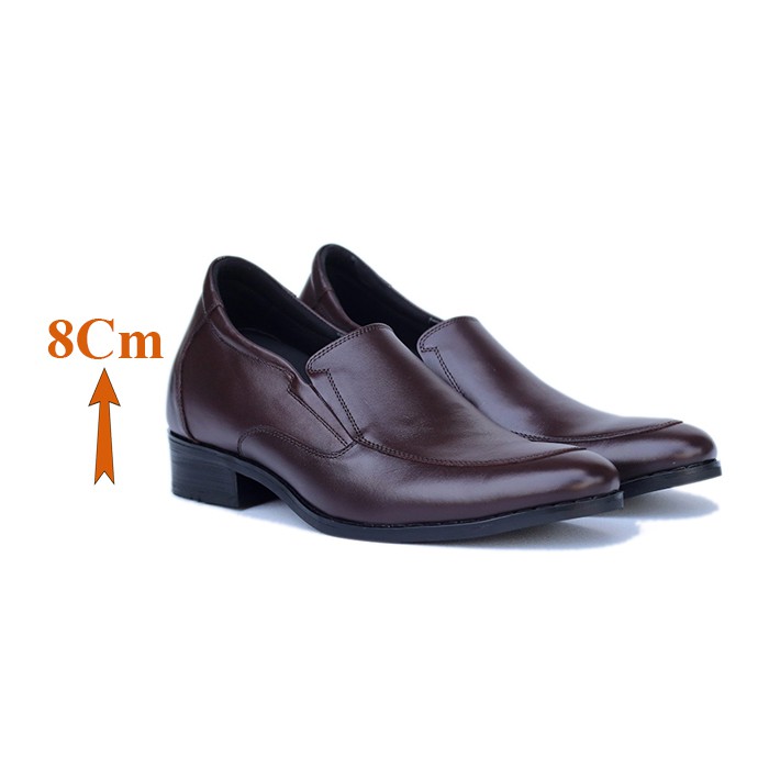 GIÀY TĂNG CHIỀU CAO NAM T&TRA - CAO 8CM - S1017 NÂU TỐI- DA BÒ THẬT 100%