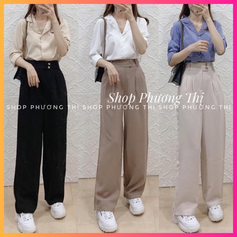 Quần ống suông, Quần Culottes cài lệch thời trang công sở phong cách Hàn Quốc -MOONMY (hình thật/video/sẵn)