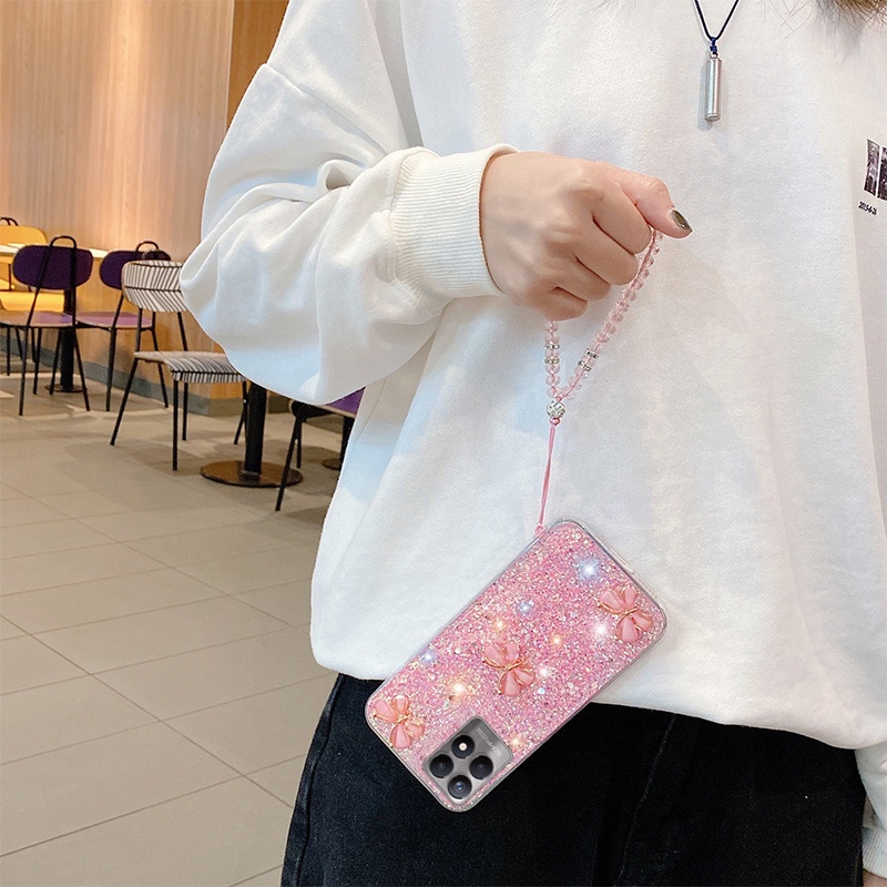 Ốp Điện Thoại Silicone Đính Kim Tuyến Sang Trọng Kèm Dây Đeo Cho Realme 8i 8 C21 C20 C17 7i 5i C15 C11 5 Pro C3 C2