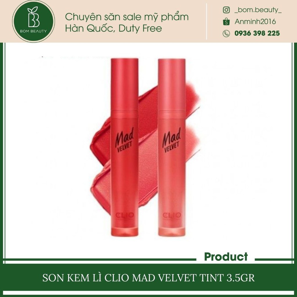 (THANH LÝ )Son kem lì Clio Mad Velvet Tint | BigBuy360 - bigbuy360.vn