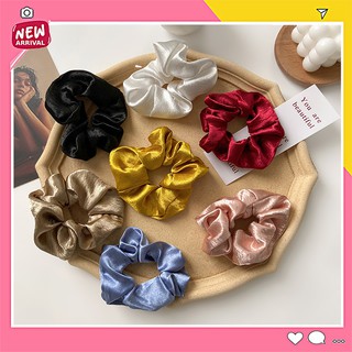 Cột tóc vải Srunchies buộc tóc vải lụa bóng loại đẹp hot trend 2021