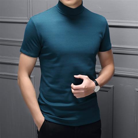 Áo Thun Cotton Tay Ngắn Cổ Lọ Màu Sắc Đơn Giản Thời Trang Xuân Hè Cho Nam Giới Có Size M-4Xl Có 7 Kiểu