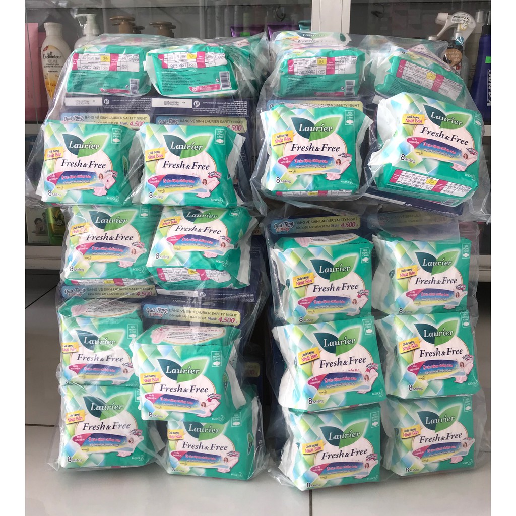 Băng vệ sinh Laurier Fresh & Free siêu mỏng có cánh và không cánh 8 miếng