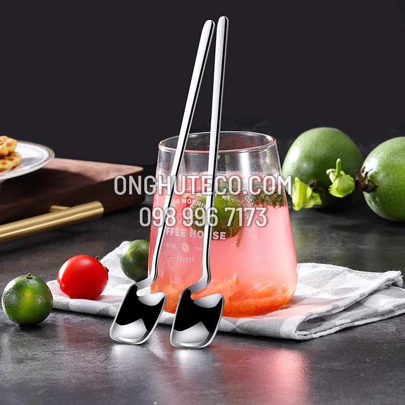 Muỗng Khuấy Cà Phê Cocktail Sáng Tạo Có Khe Tựa Nghiêng Vào Ly - INOX 304 - 2 Kích Cỡ