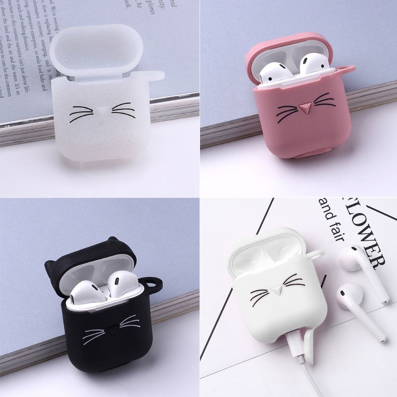 Vỏ Bảo Vệ Hộp Sạc Tai Nghe Không Dây Chống Bụi Chống Rơi Kèm Móc Cho Airpods