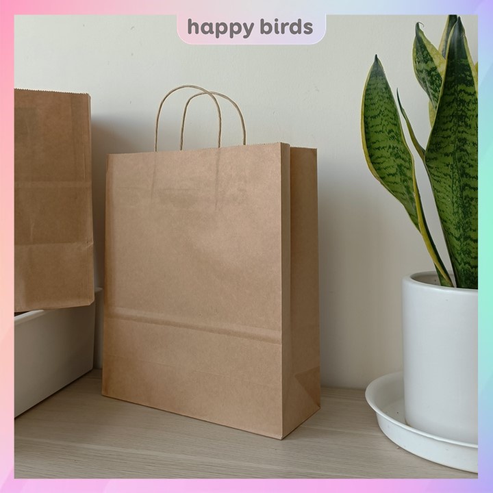 Túi giấy kraft có quai đựng quà đồ dùng cá nhân túi quà giáng sinh túi giấy đựng quà sinh nhật noel túi quà Happy Birds