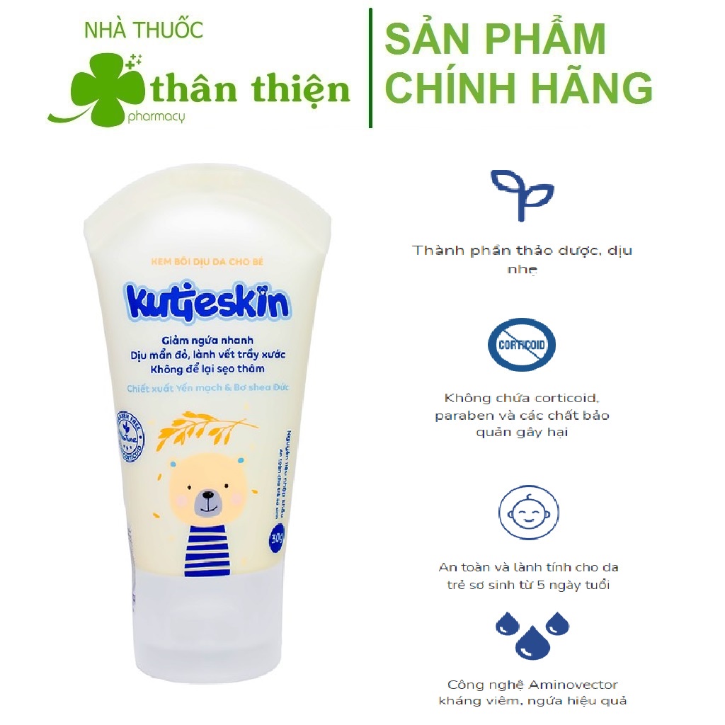 Kutieskin 30g - Kem bôi dịu da cho bé giúp dịu mẩn ngứa, côn trùng đốt hăm tã, ngừa thâm sẹo