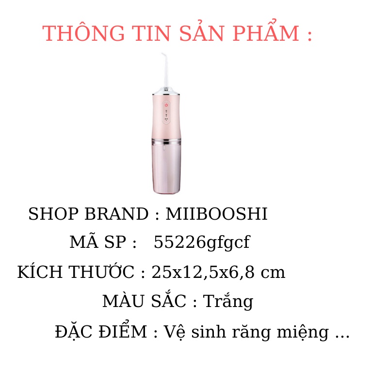 Máy tăm nước nha khoa vệ sinh răng miệng cầm tay cao cấp chính hãng MiibooShi PVN17610