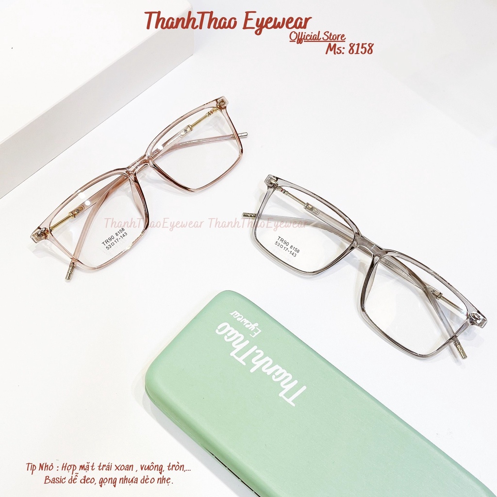 Gọng Kính Cận Nữ Đẹp , Kính Mắt THANHTHAO EYEWEAR Nam Nữ Nhận Lắp Đổi Màu, Chống Ánh Sáng Xanh Nhựa Dẻo, Nhẹ V8158