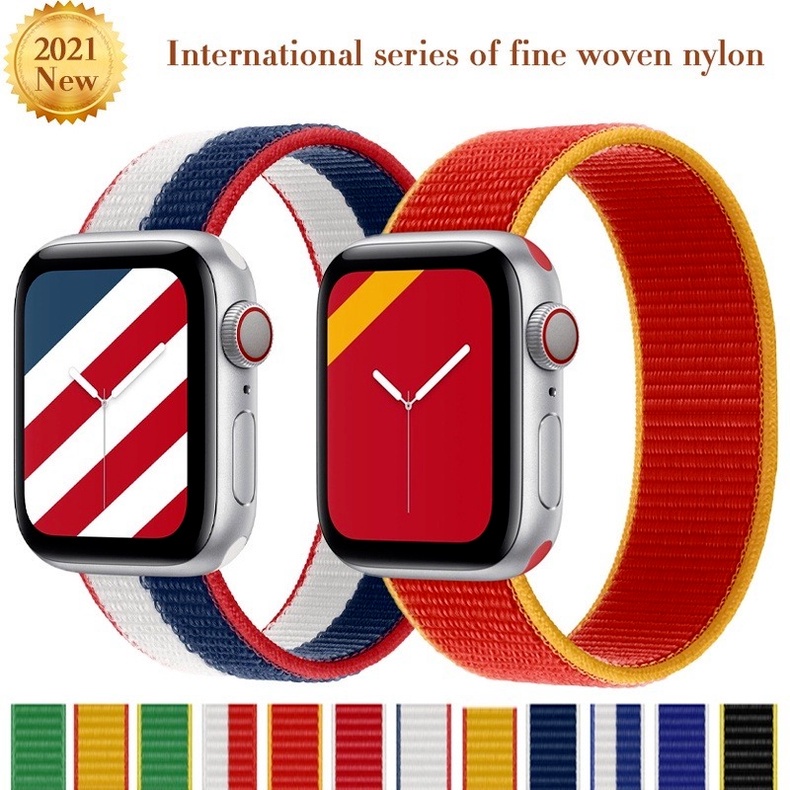 Dây đeo sợi nylon 2021 thích hợp cho đồng hồ thông minh Apple iWatch dòng 6 SE 5 4 3 44 mm 40mm 42mm 38mm