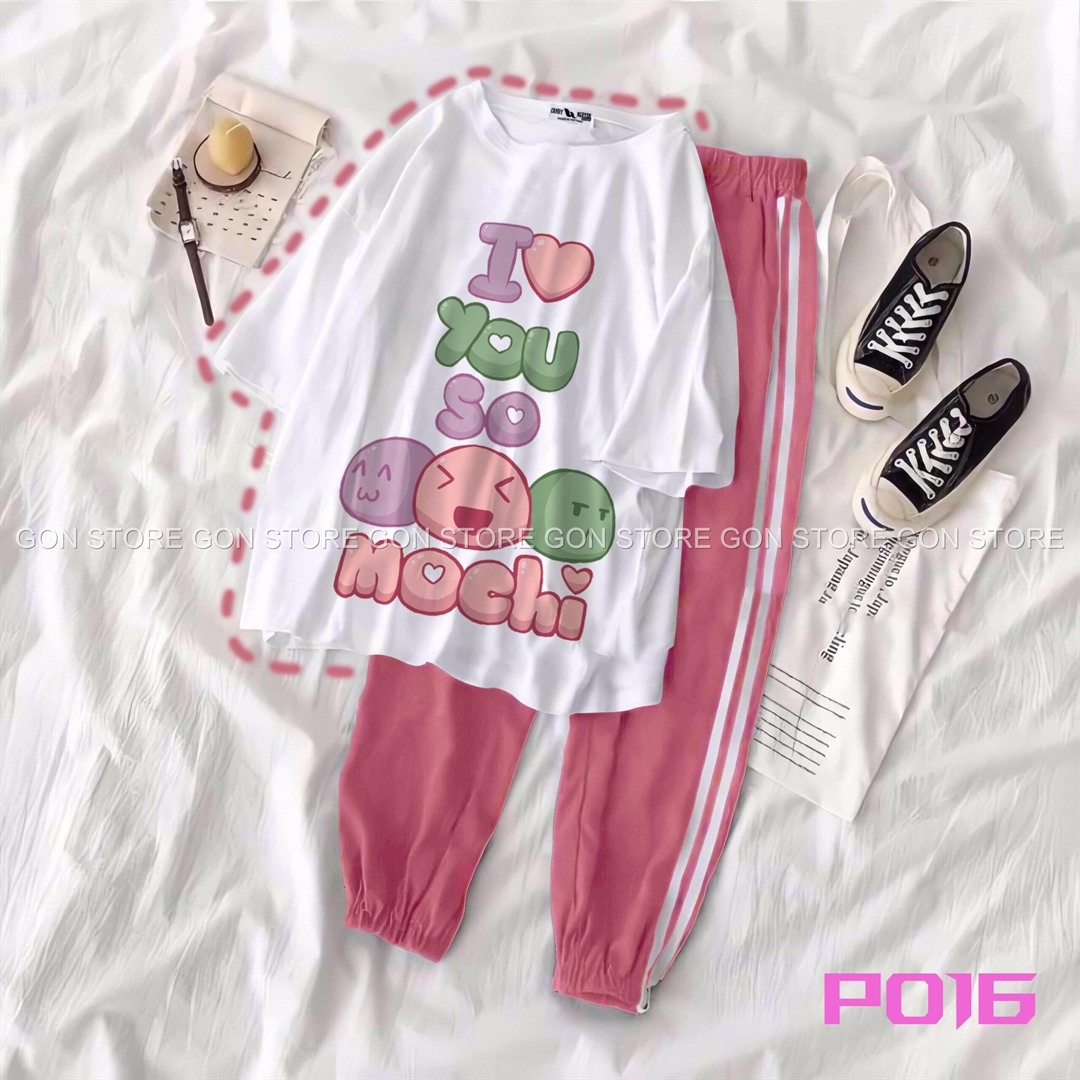 [GONSTORE] Set áo tay lửng quần thun 2 sọc HỒNG unisex, quần dài 2 sọc, 3 sọc Áo tay lỡ và quần thể thao PINK