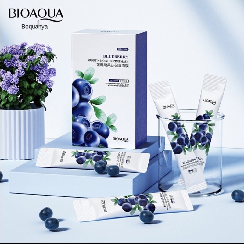 01 Gói Mặt nạ ngủ Bioaqua Blueberry dưỡng ẩm cấp nước cho da dầu 4ml