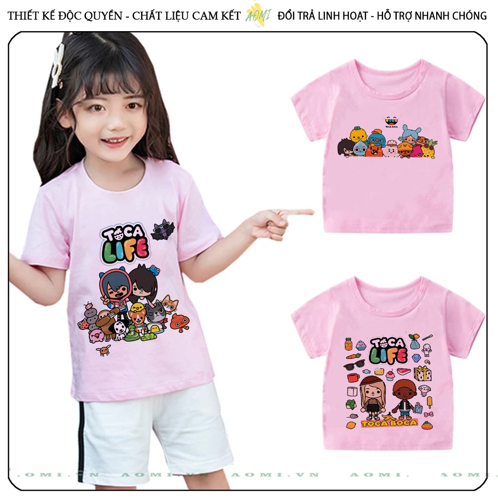 ÁO THUN UNISEX TOCA BOCA HỒNG PHÔNG NAM NỮ GIA ĐÌNH CẶP ĐÔI CÓ SIZE TRẺ EM CHO BÉ TRAI GÁI AOMIVN