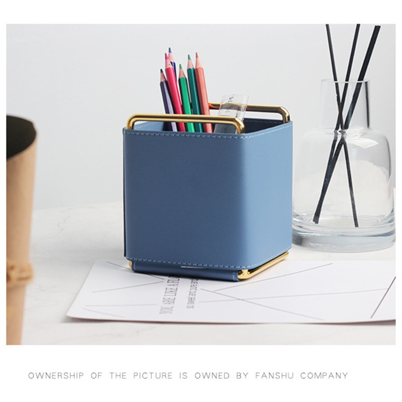 Hộp Đựng Bút Bằng Da Hình Vuông Có Tay Cầm Tiện Dụng