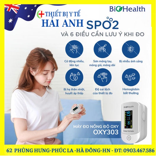 Máy Đo Nồng Độ Oxy Trong Máu SPO2 biohealth oxy 303 australia - BẢO HÀNG 2 NĂM