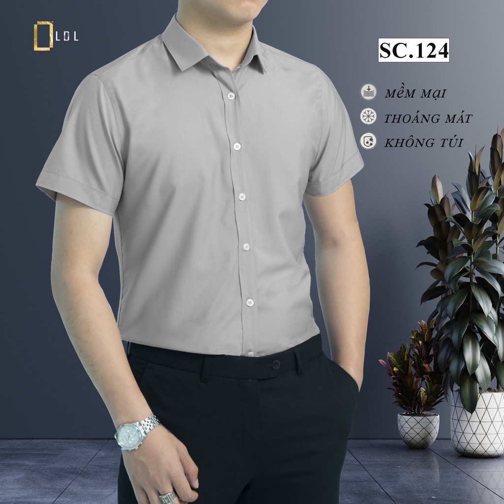 Áo Sơ Mi Nam Ngắn tay Không Túi Công Sở , Mêm Mịn, Thoáng Mát, Hạn Chế Nhăn Nhàu