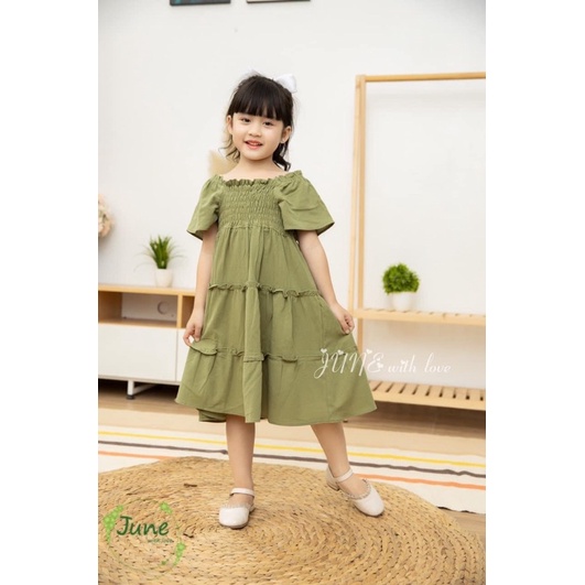 Váy smock cổ xinh cho bé sale.
