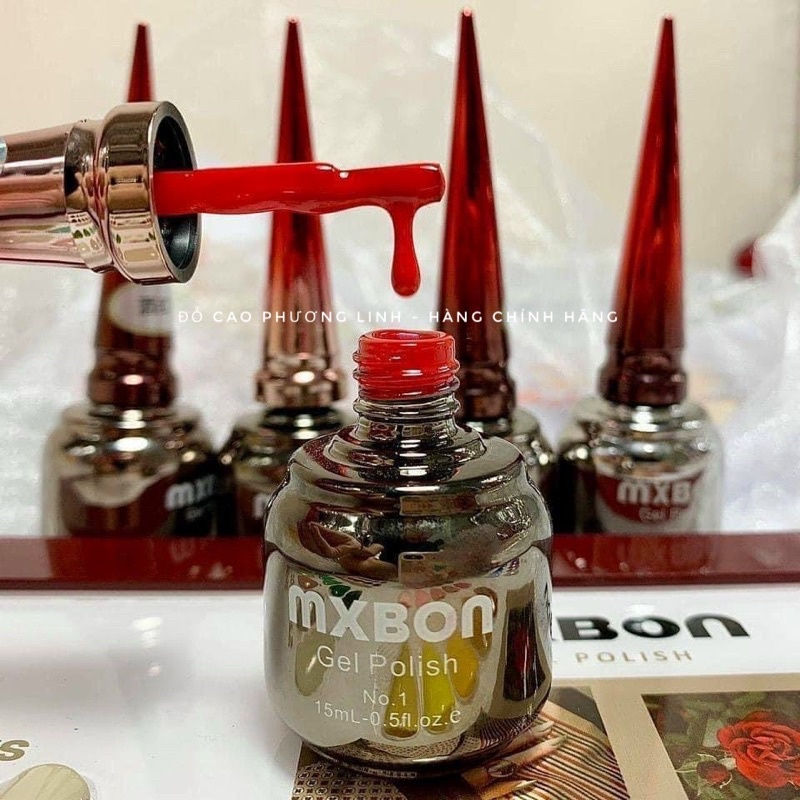 Sơn đỏ mxbon, set 6 chai và lẻ mã, gel hàn quốc chính hãng