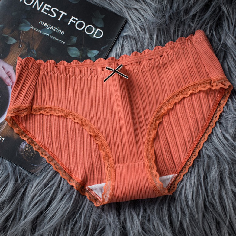 Quần lót viền ren gân tăm đính nơ kháng khuẩn Nhật Bản | BigBuy360 - bigbuy360.vn