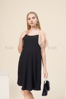 ĐẦM ĐEN TAY LƯỚI NUDE - BIMI