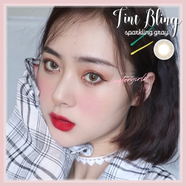 <Sẵn cận lệch 0,5-4,5 độ> Kính áp tròng TINT BLING GRAY - Silicone Hydrogel của Lenstown (Hsd 3 tháng)