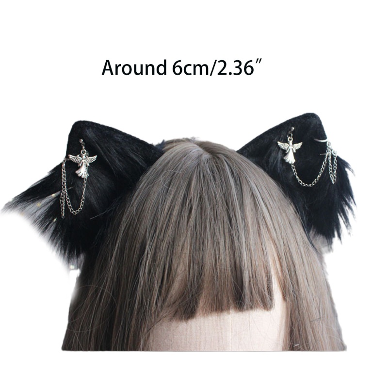 Kẹp Tóc Tai Mèo Phối Lông Phong Cách Lolita Đáng Yêu Cho Bé Gái