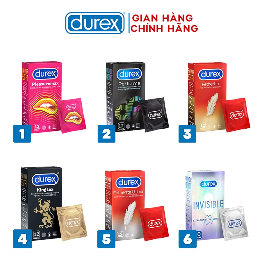 Bộ 6 Bao cao su Durex Bao Lớn, Kéo dài thời gian, Giữ trọn cảm xúc 12 chiếc