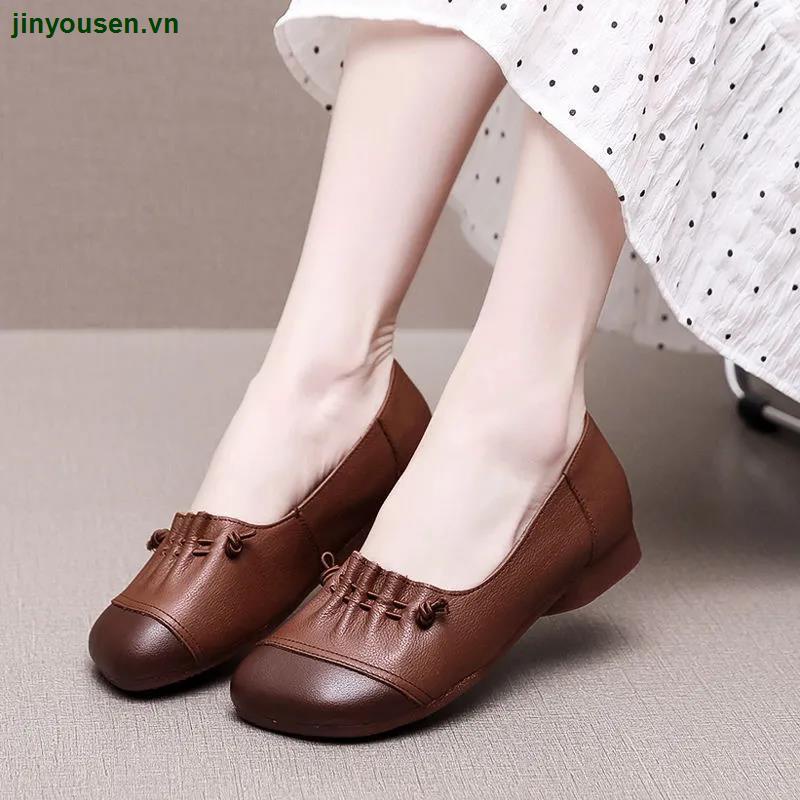 Giày Búp Bê Da Thật Mềm Mại Phong Cách retro Thời Trang Mùa Thu Cho Nữ 2022