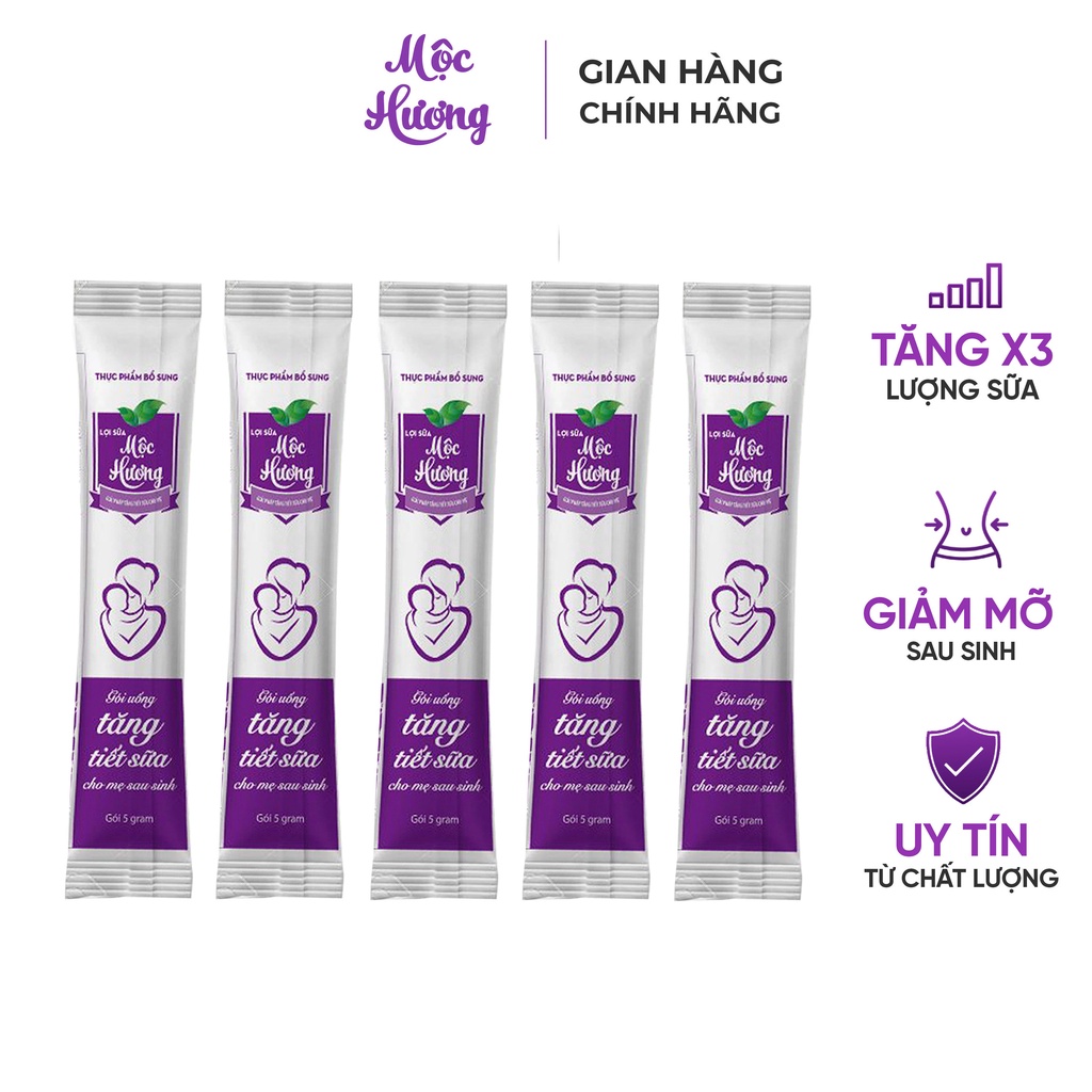 Lợi Sữa Mộc Hương Giúp Tăng Tiết Sữa, Mát Sữa, Sữa Về Đặc Sánh: 5 Gói dùng thử 25gr
