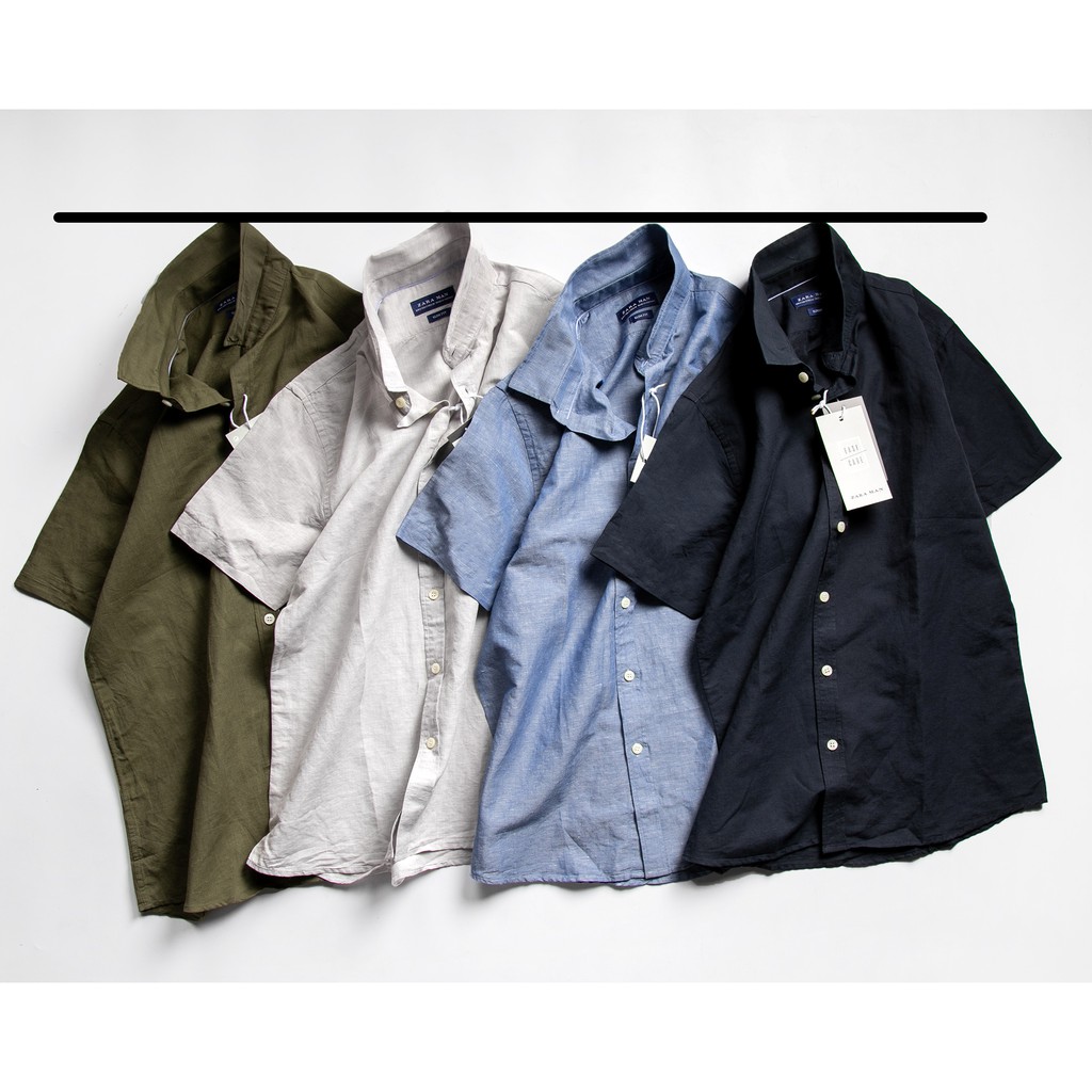 Áo sơ mi tay ngắn linen Z. R || Slimfit || | BigBuy360 - bigbuy360.vn