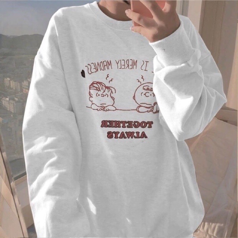 Áo sweater dài tay ulzzang siêu xinh 3 xám, đen, trắng