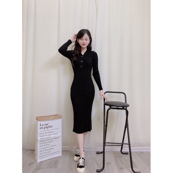 Váy Đầm Len Dài Tôn Dáng Chất Len Mềm Mại